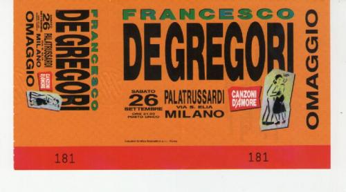 Francesco De Gregori 1992 località varie